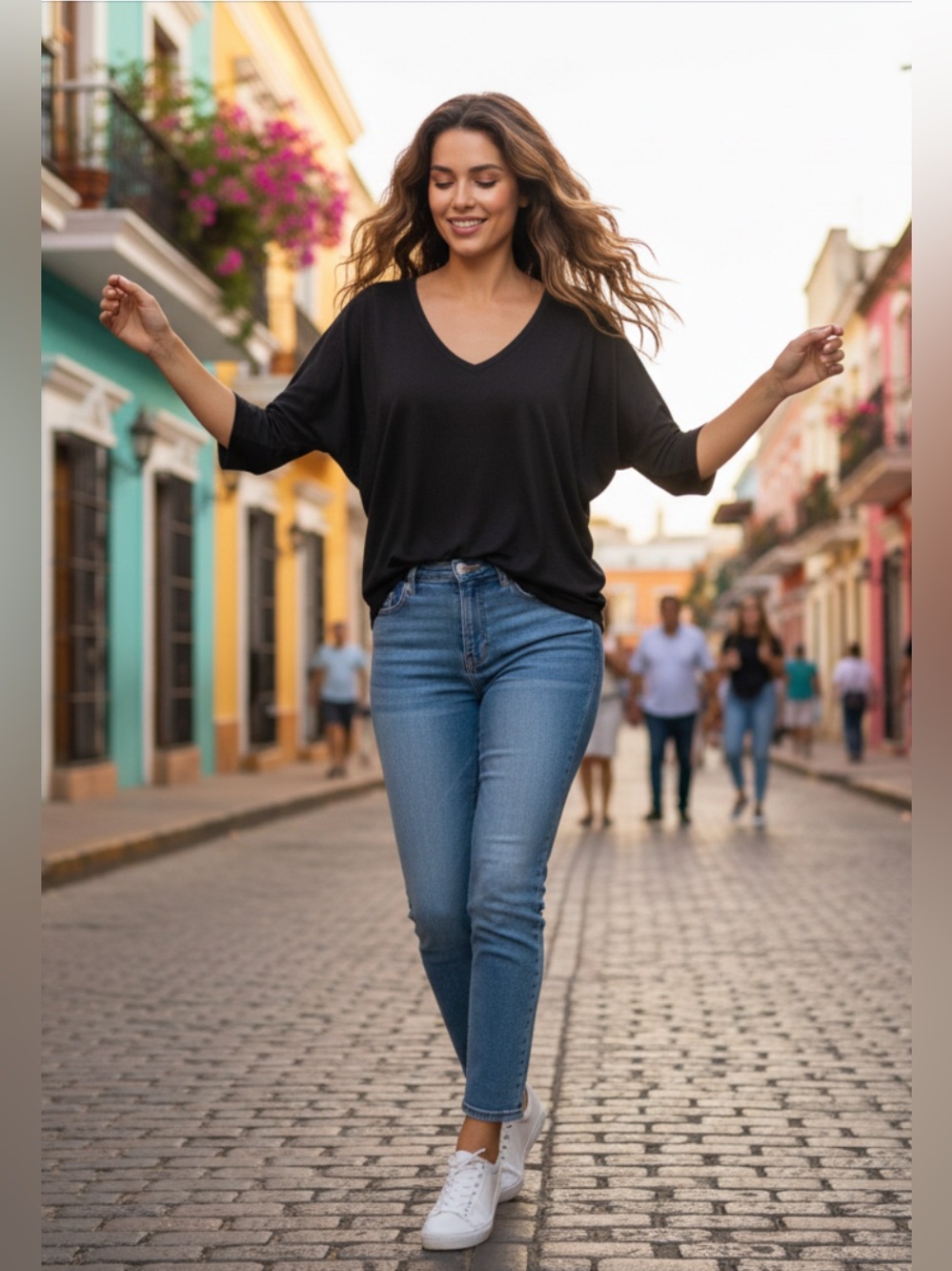 Express Soft Black V-Neck Dolman Sleeve High-Low Top (Size M)